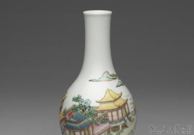 图片[2]-Gall-bladder-shaped vase with dragon boat in falangcai painted enamels, Qianlong reign (1736-1795), Qing dynasty-China Archive